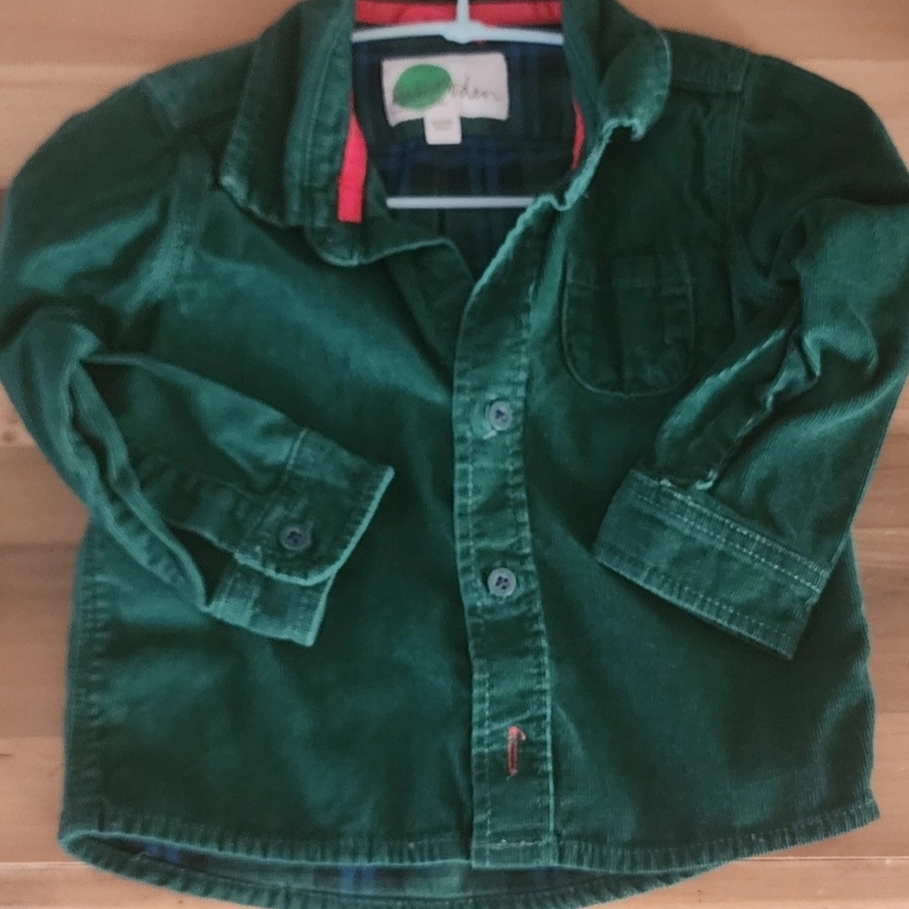 Baby Boden Green Button Down Shirt